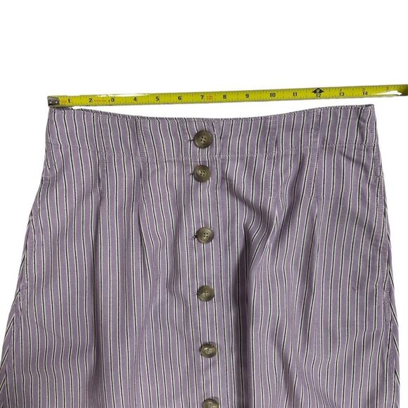 MADEWELL Pleated Midi Skirt. Size 4. Button-front, lilac purple stripe academia - Picture 12 of 16